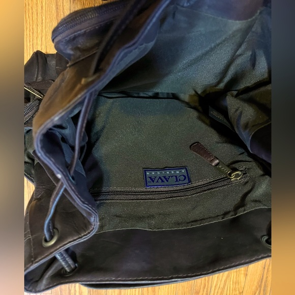 Clava Leather dark brown backpack. Never used. EUC. Tag still on. Unique style. main image 4